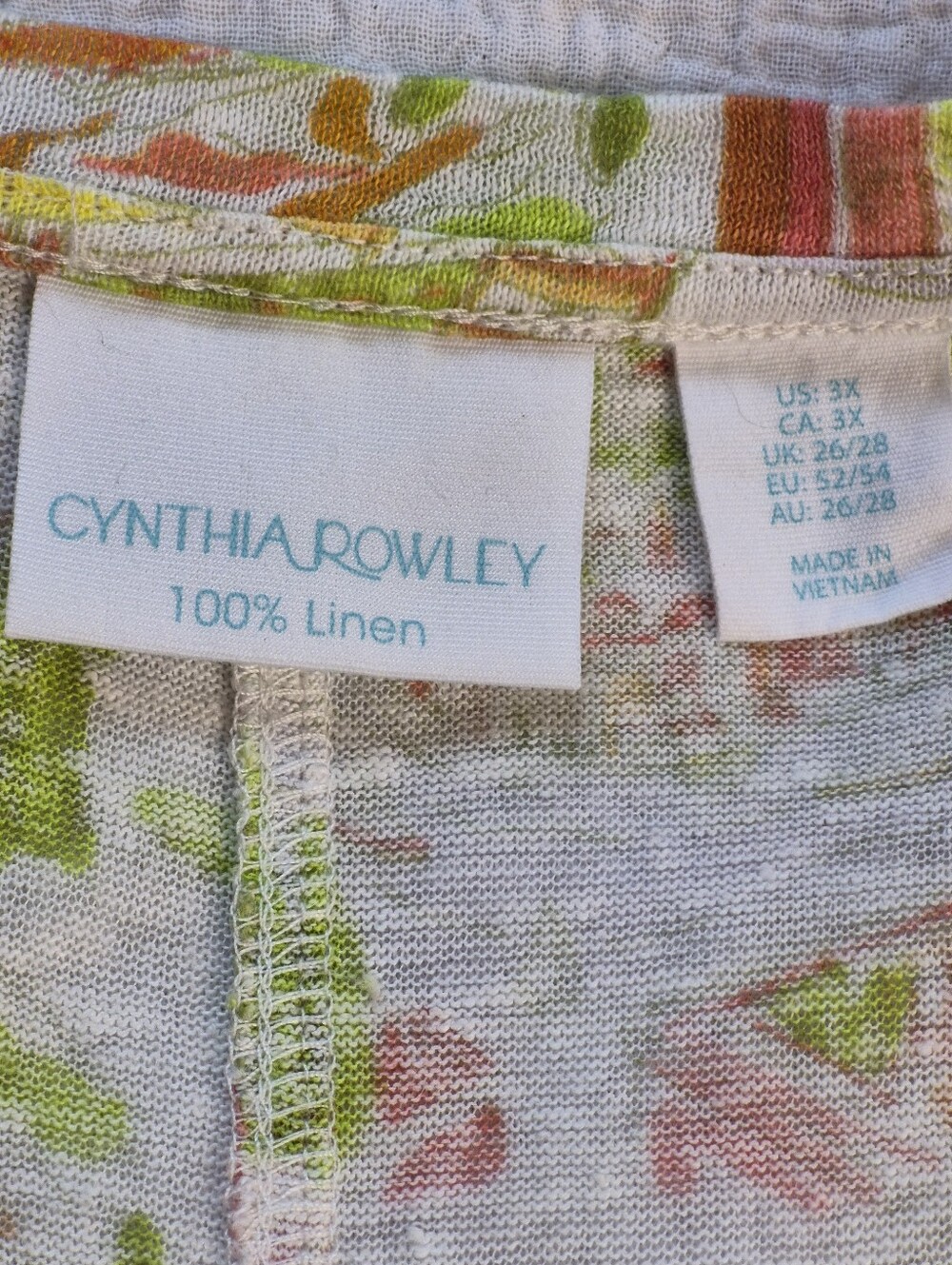 Cynthia Rowley 100% Linen Mediterranean Coastal Print High-Low Tee, Size 3X - Picture 2 of 9